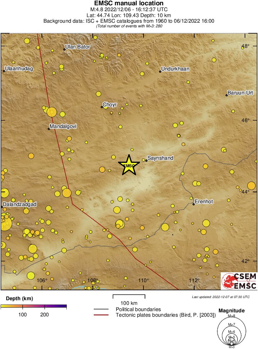 regional depth historical seismicity