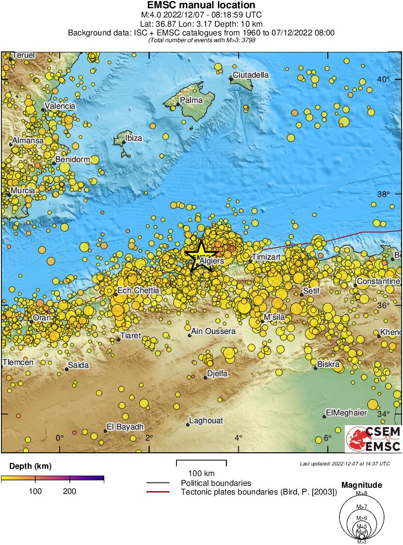 regional depth historical seismicity