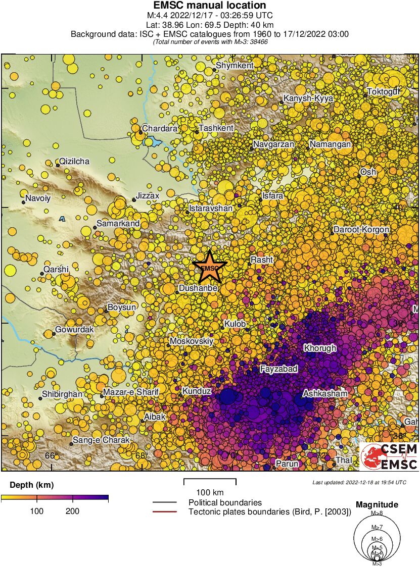 regional depth historical seismicity