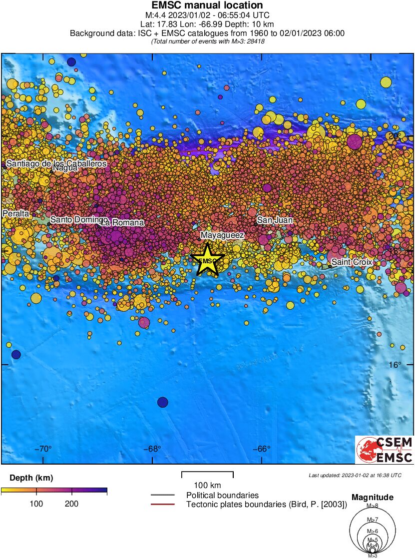 regional depth historical seismicity