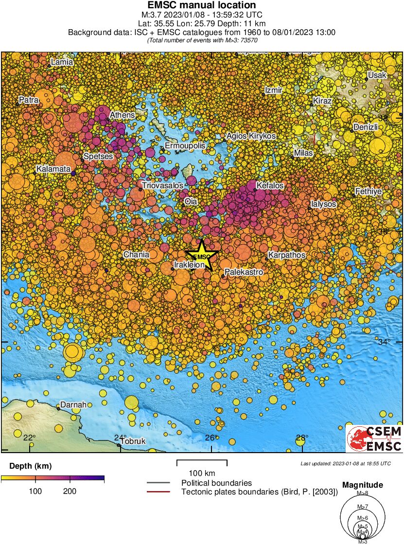 regional depth historical seismicity