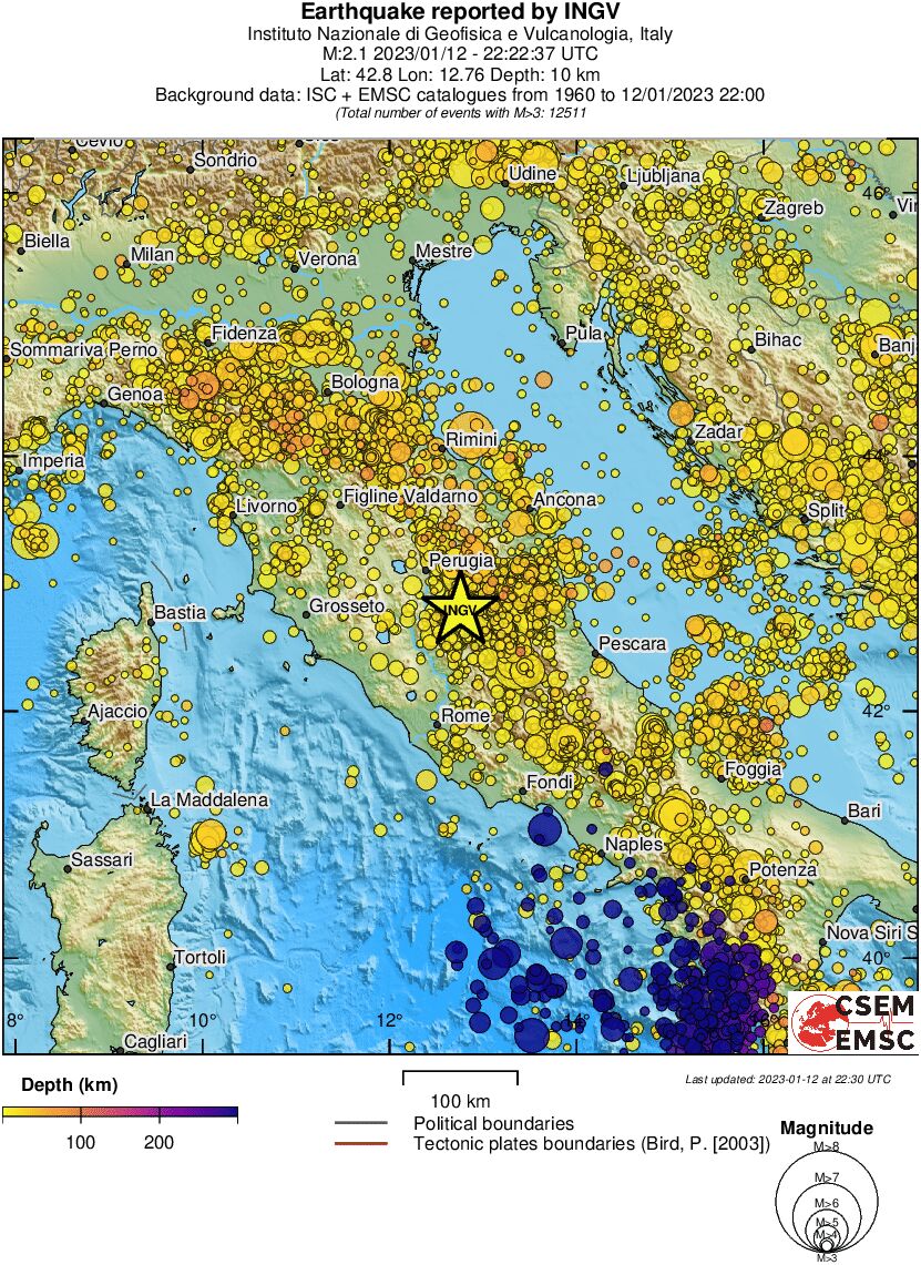 regional depth historical seismicity
