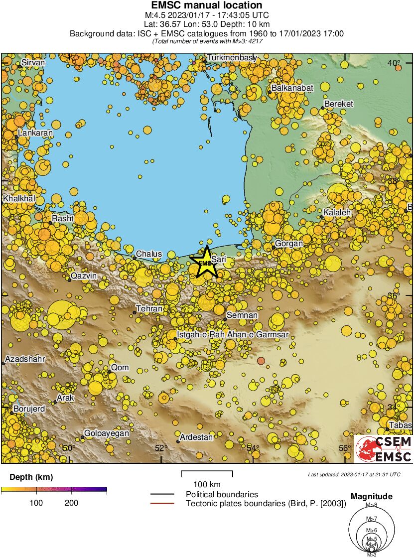 regional depth historical seismicity