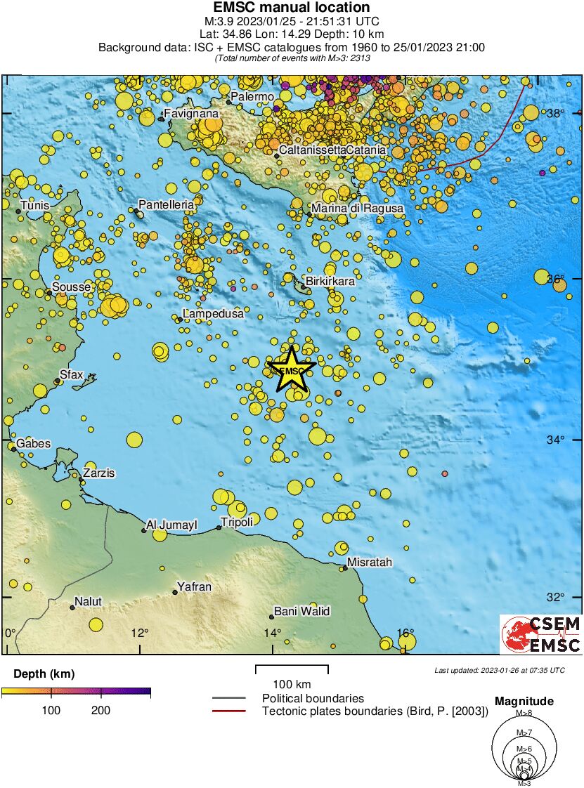 regional depth historical seismicity