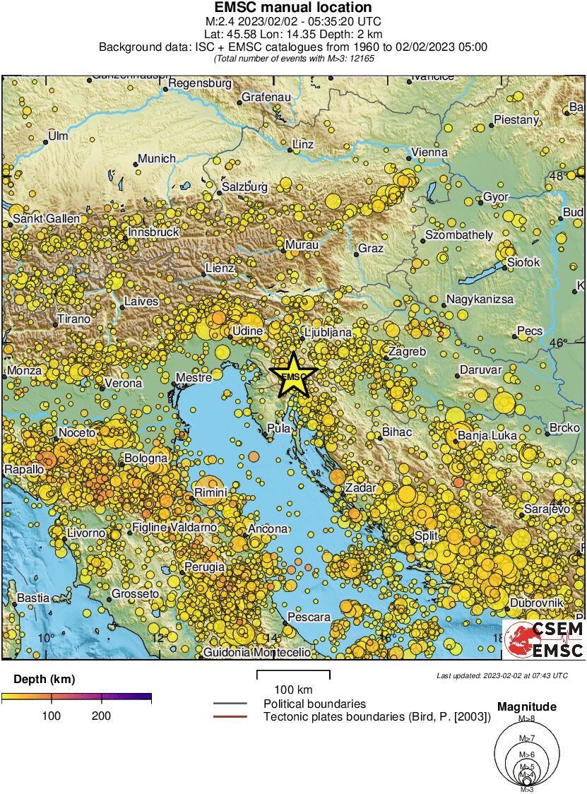 regional depth historical seismicity