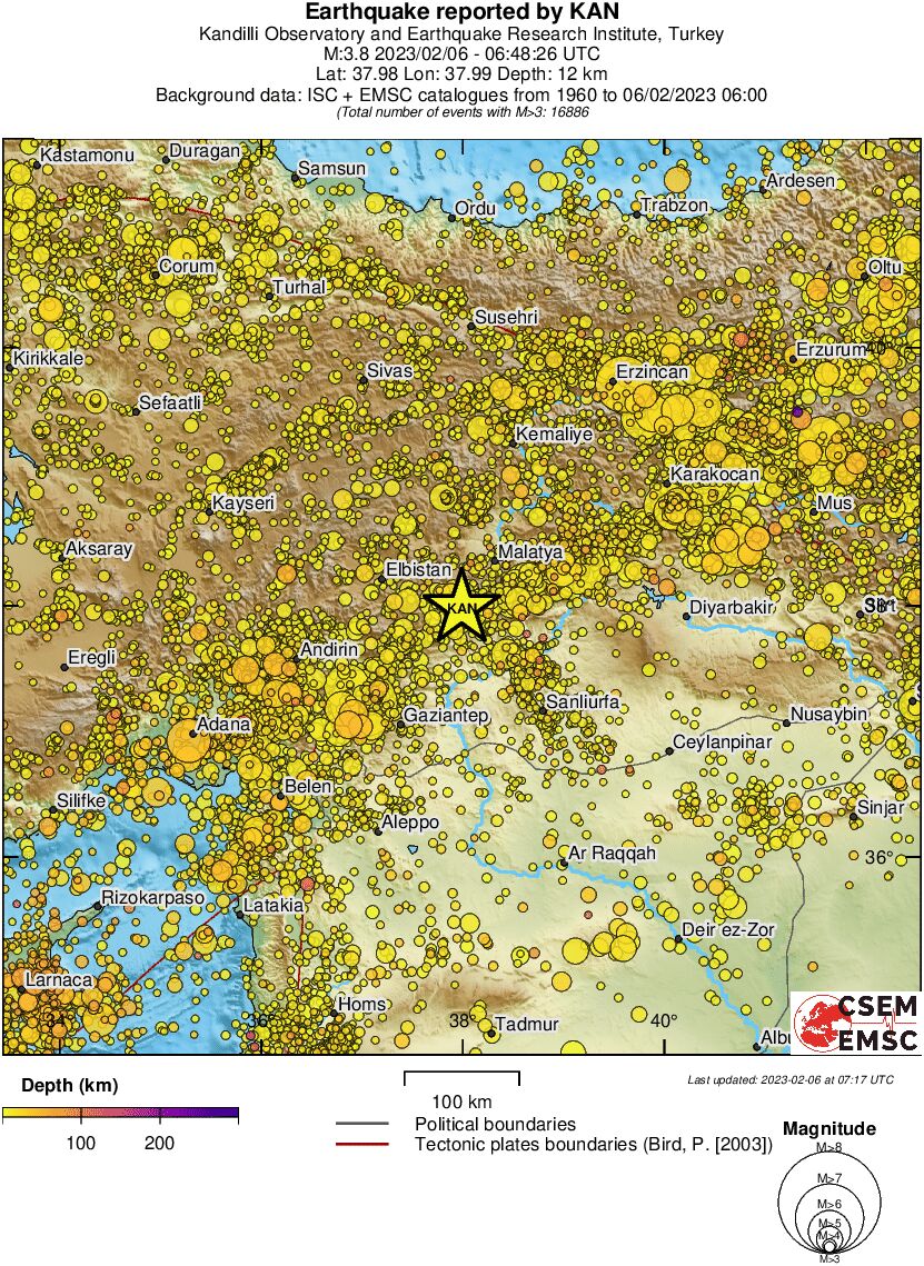 regional depth historical seismicity