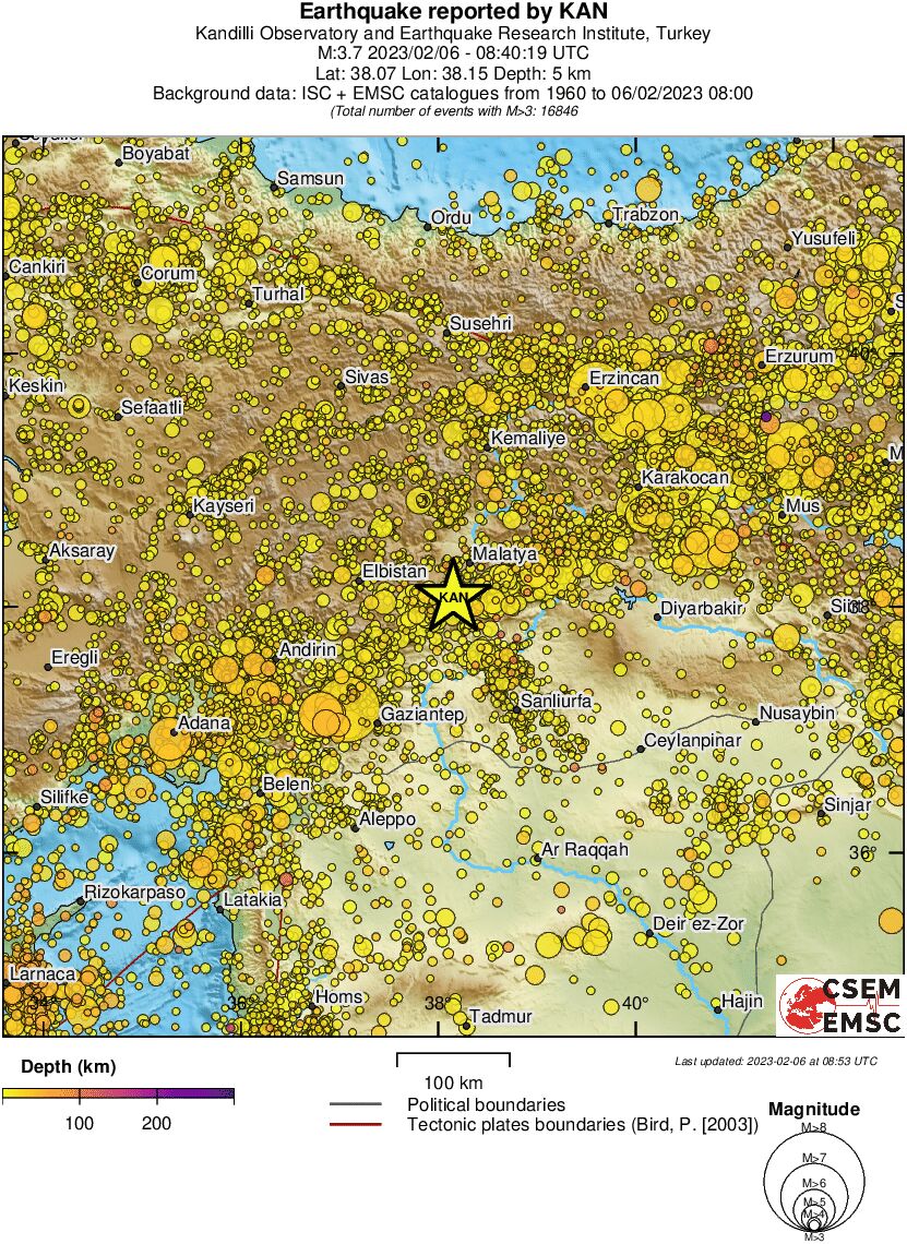 regional depth historical seismicity