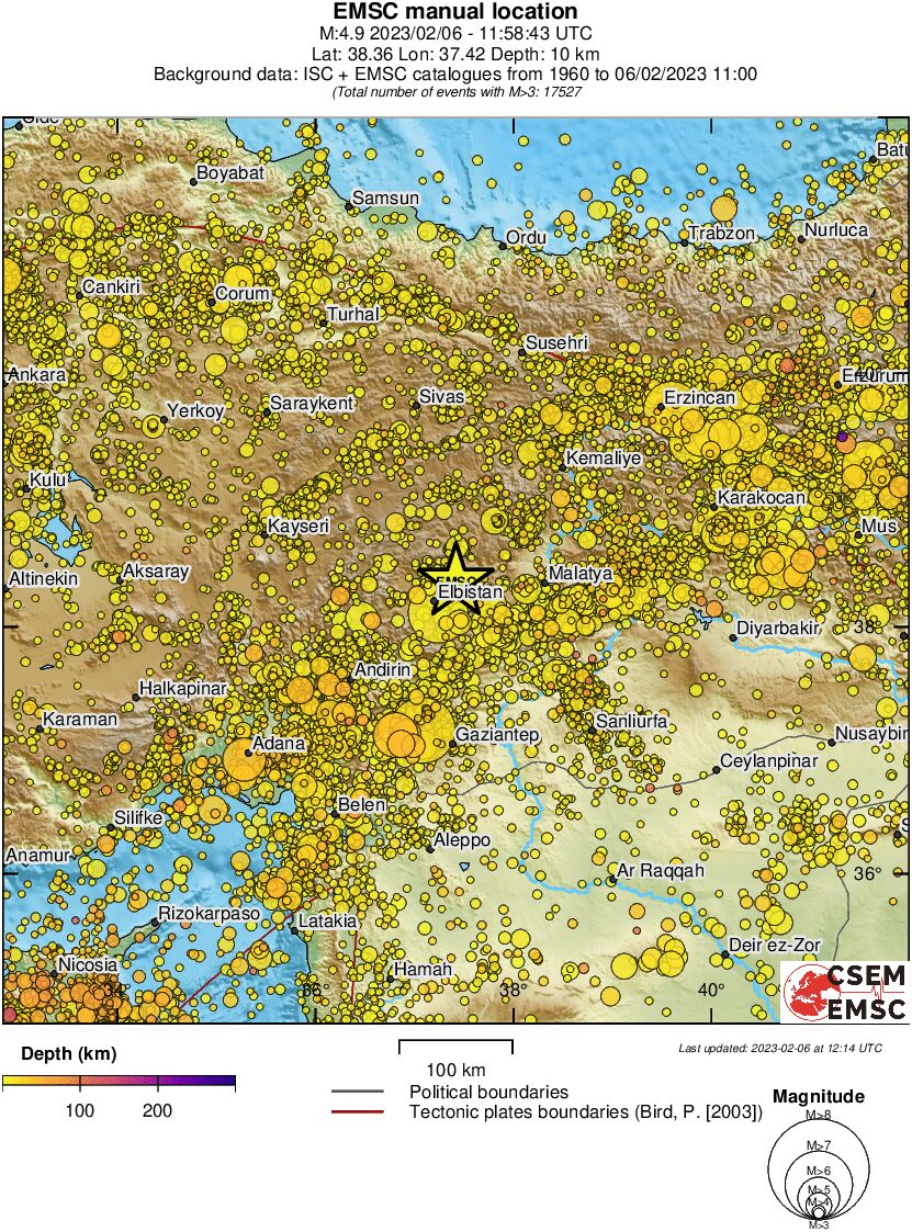 regional depth historical seismicity