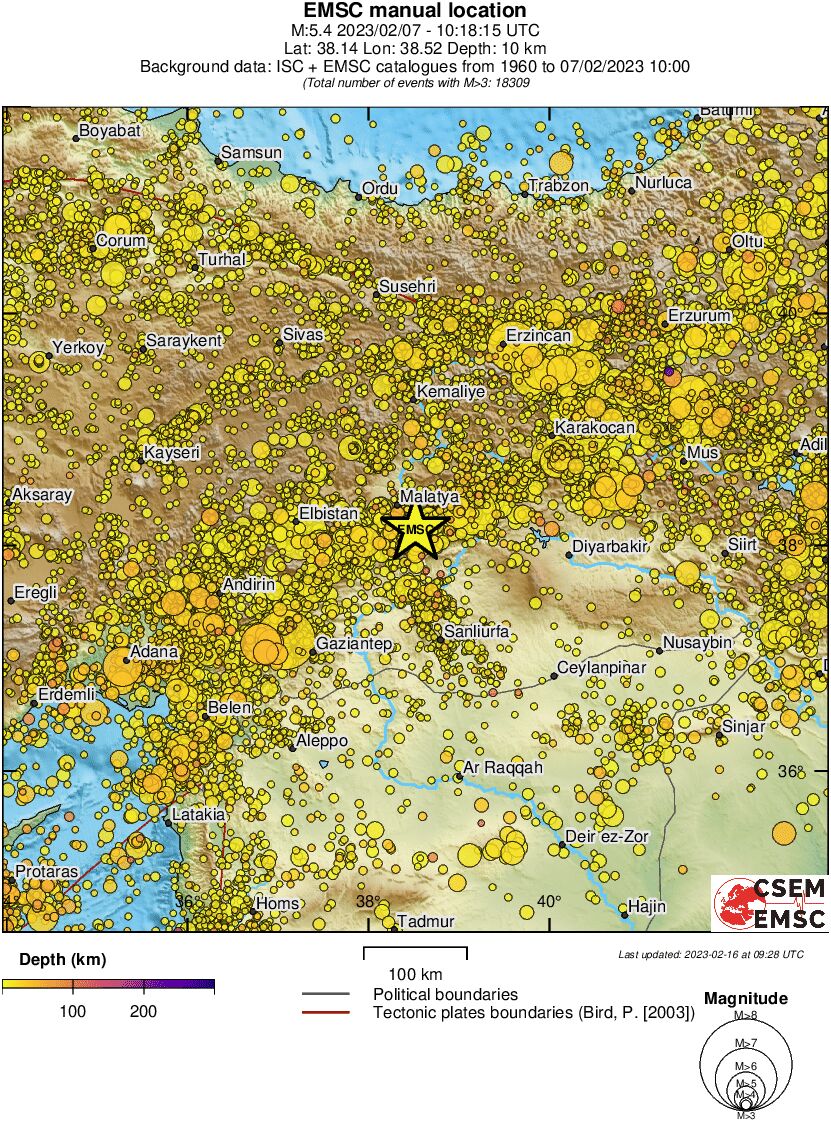 regional depth historical seismicity