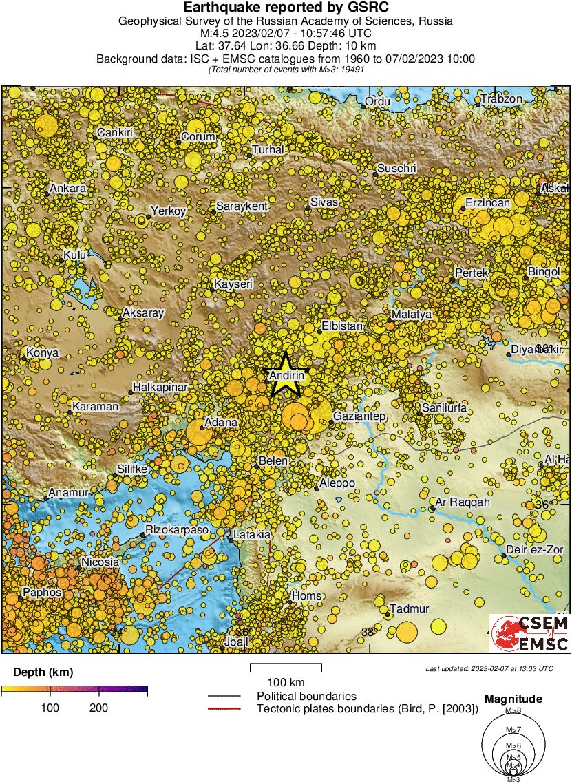 regional depth historical seismicity