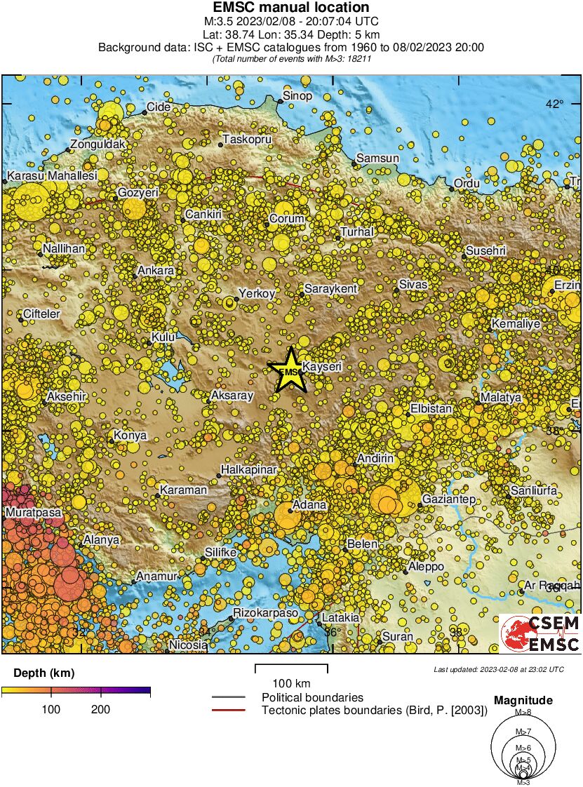 regional depth historical seismicity