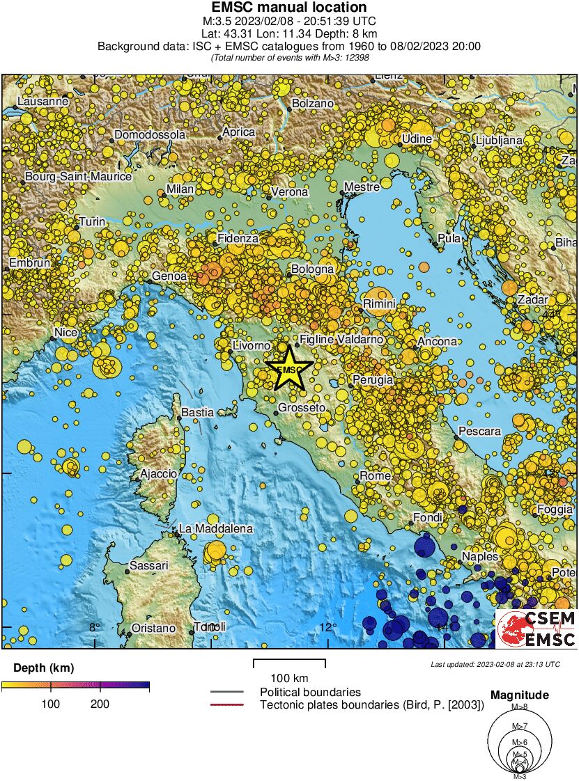 regional depth historical seismicity