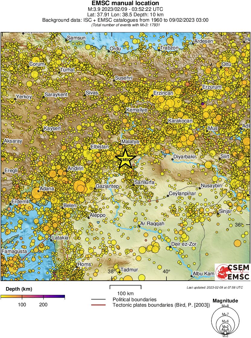 regional depth historical seismicity