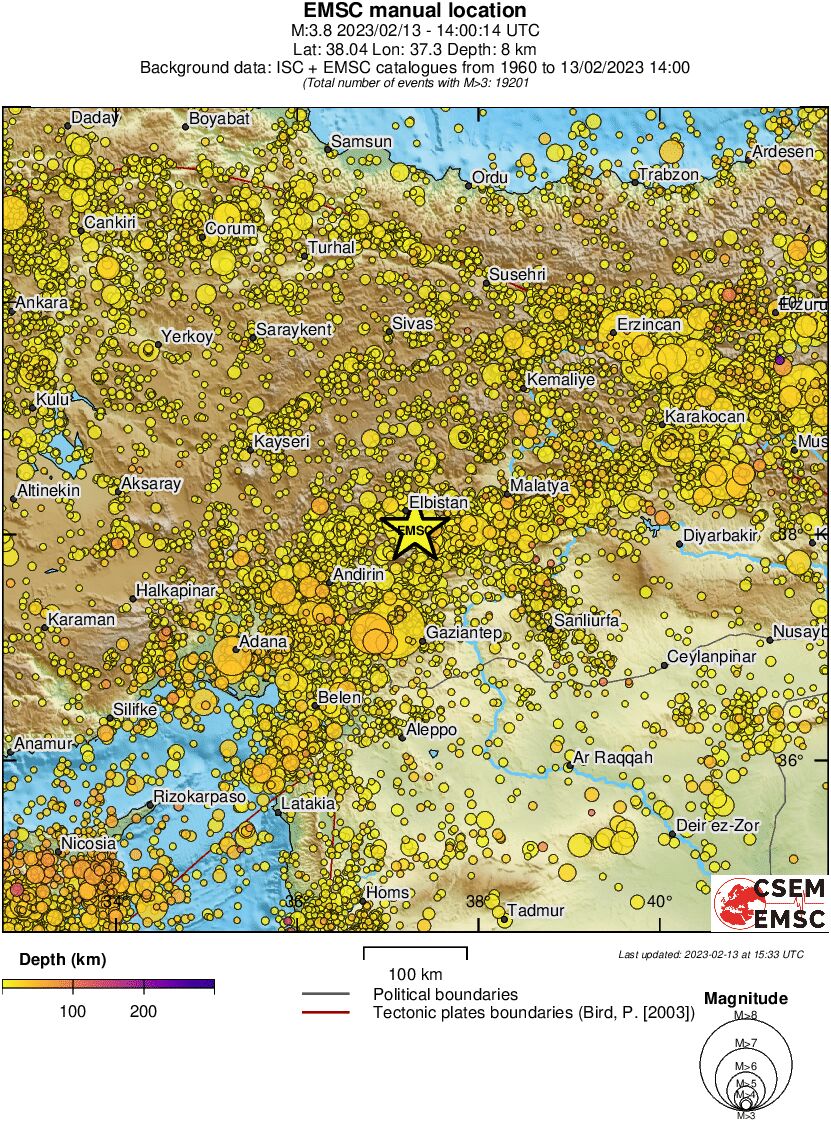 regional depth historical seismicity