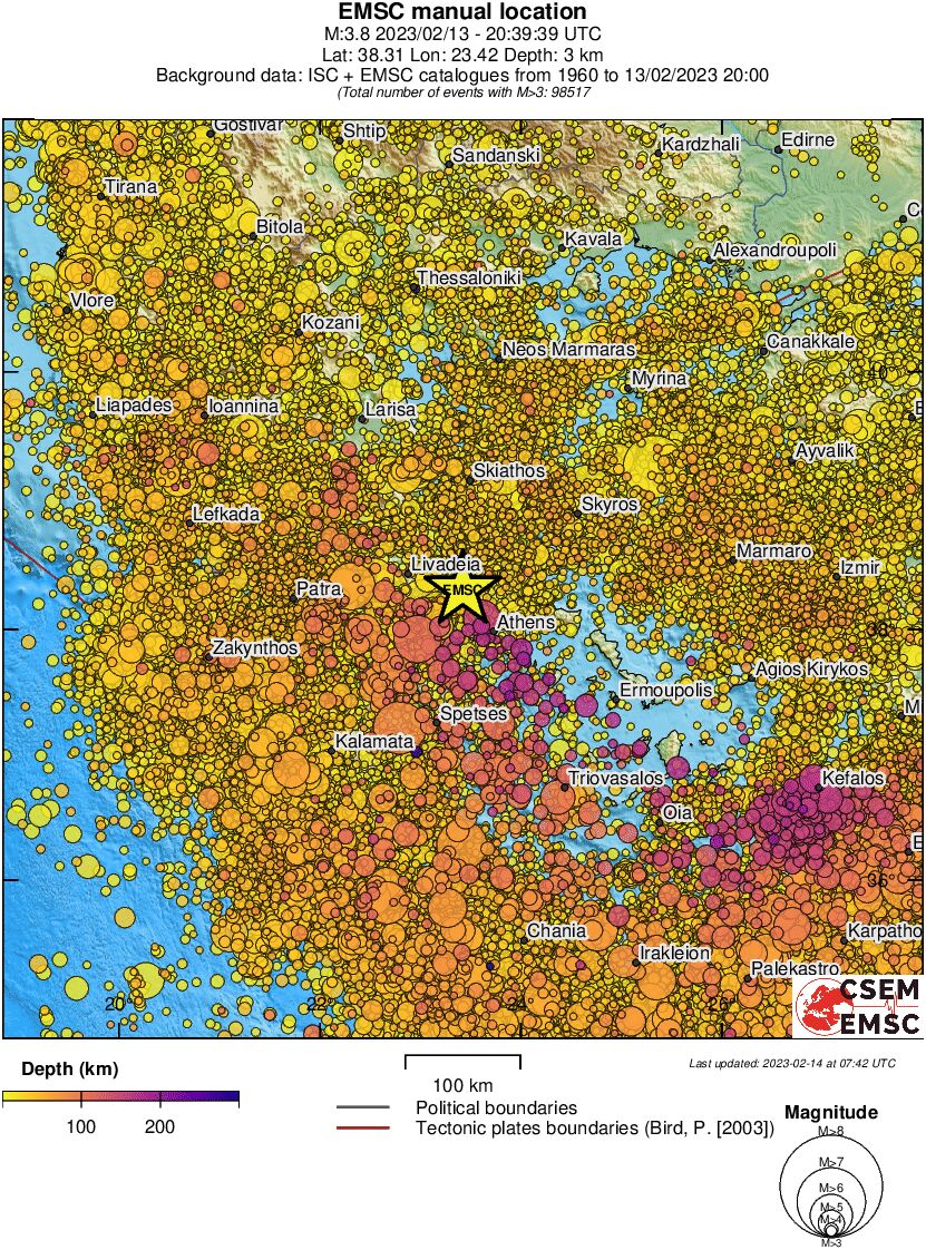 regional depth historical seismicity