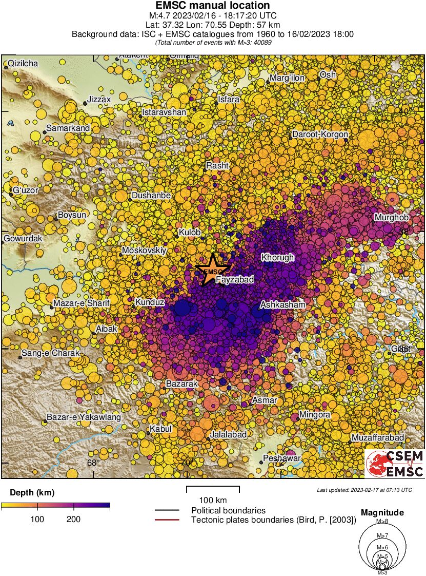 regional depth historical seismicity