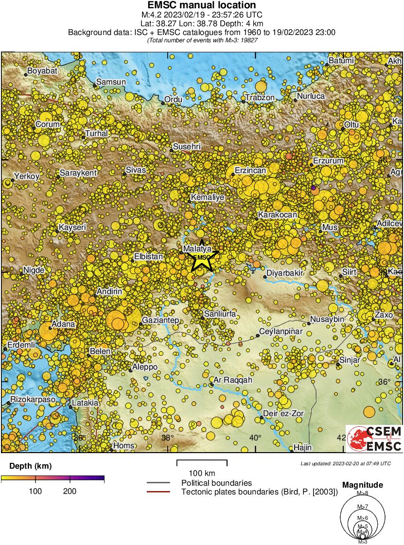 regional depth historical seismicity