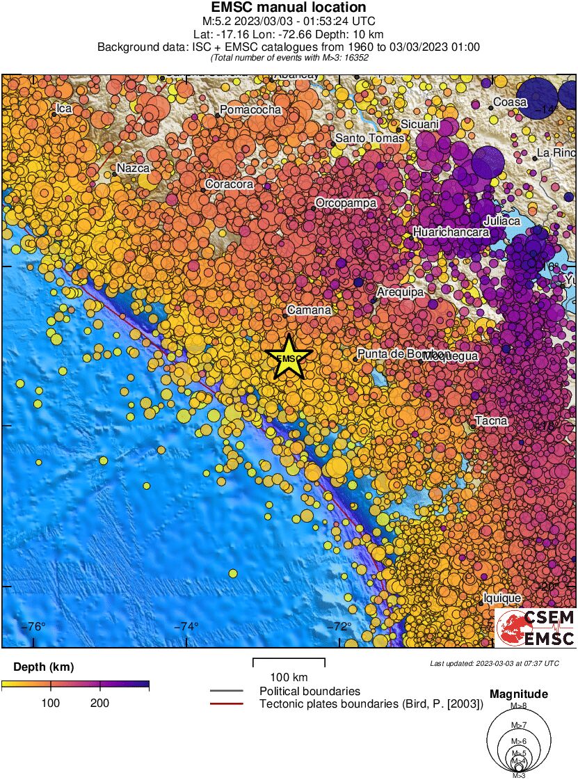 regional depth historical seismicity