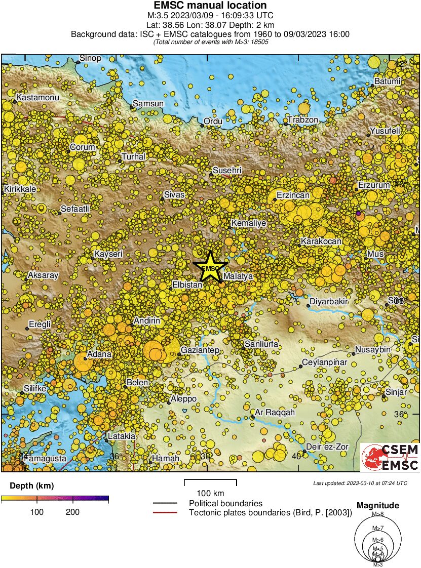 regional depth historical seismicity