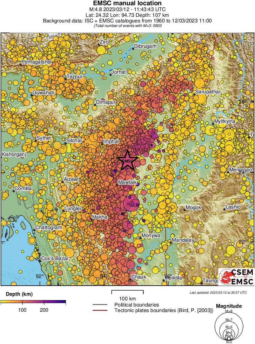 regional depth historical seismicity