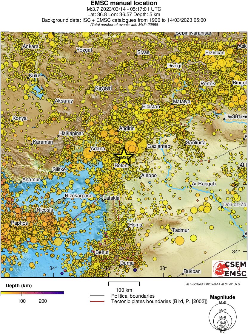 regional depth historical seismicity