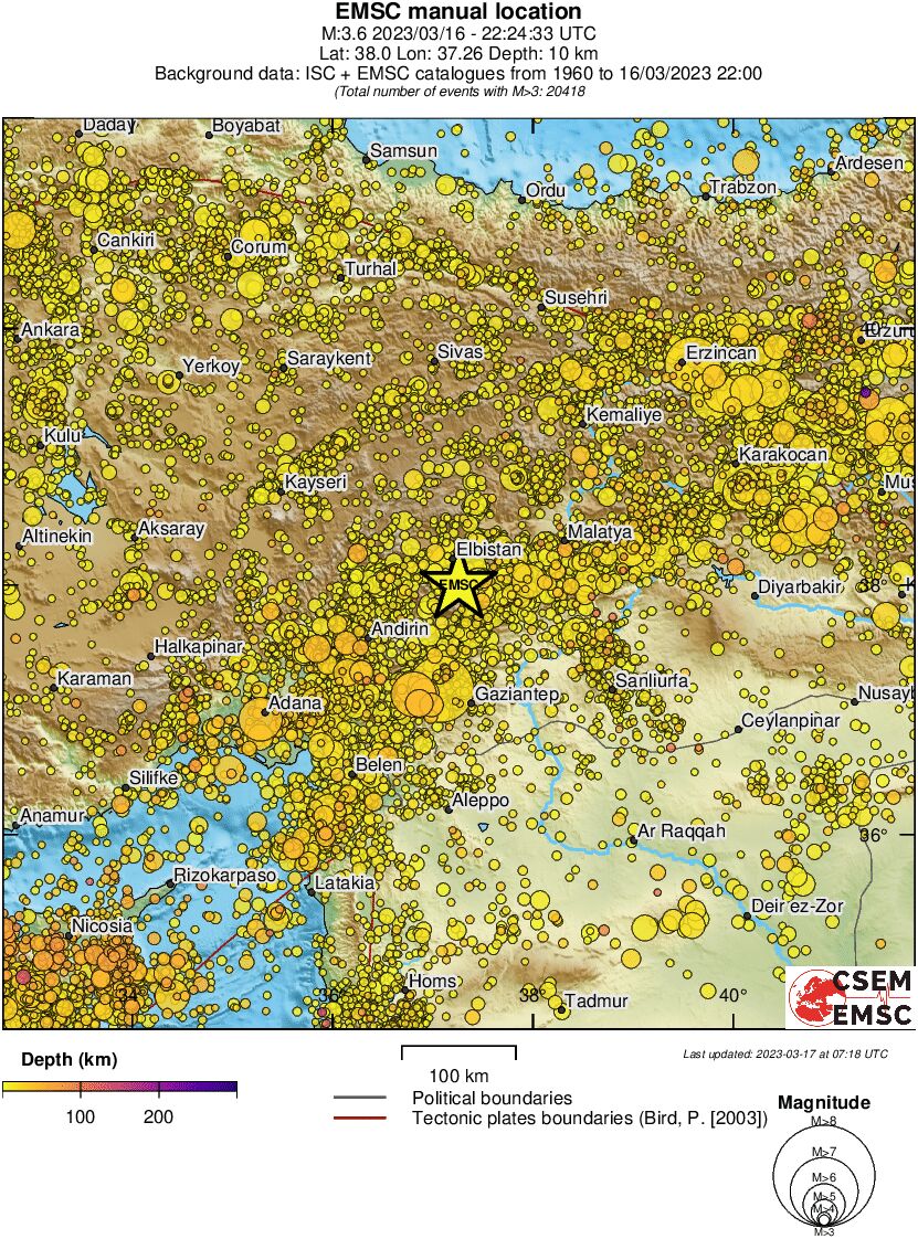 regional depth historical seismicity