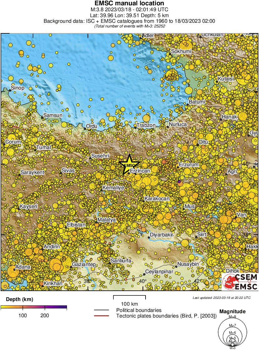 regional depth historical seismicity