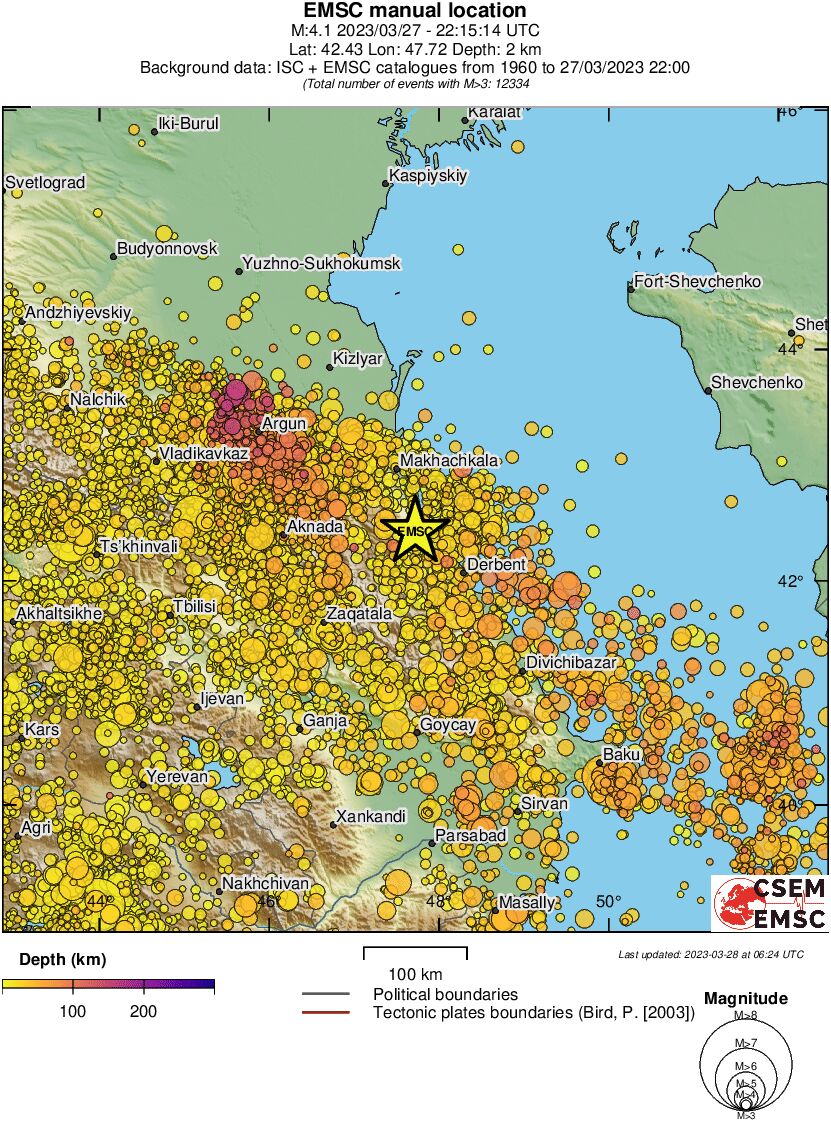 regional depth historical seismicity