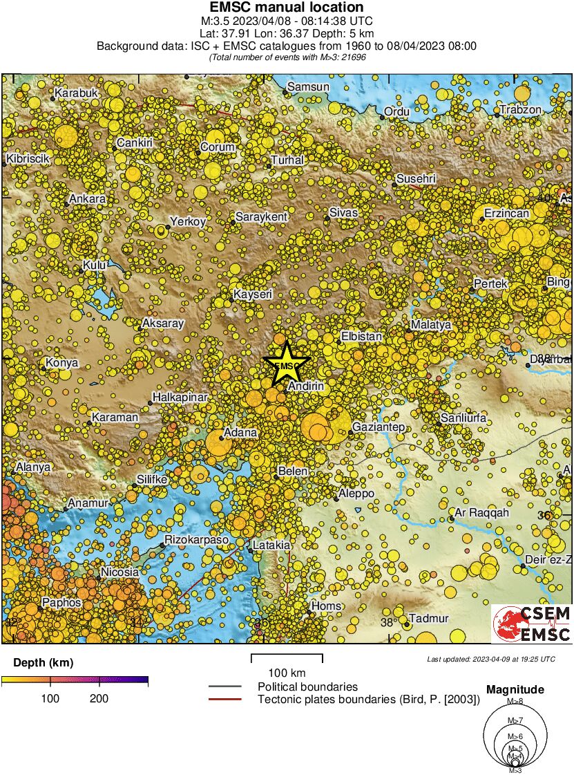 regional depth historical seismicity