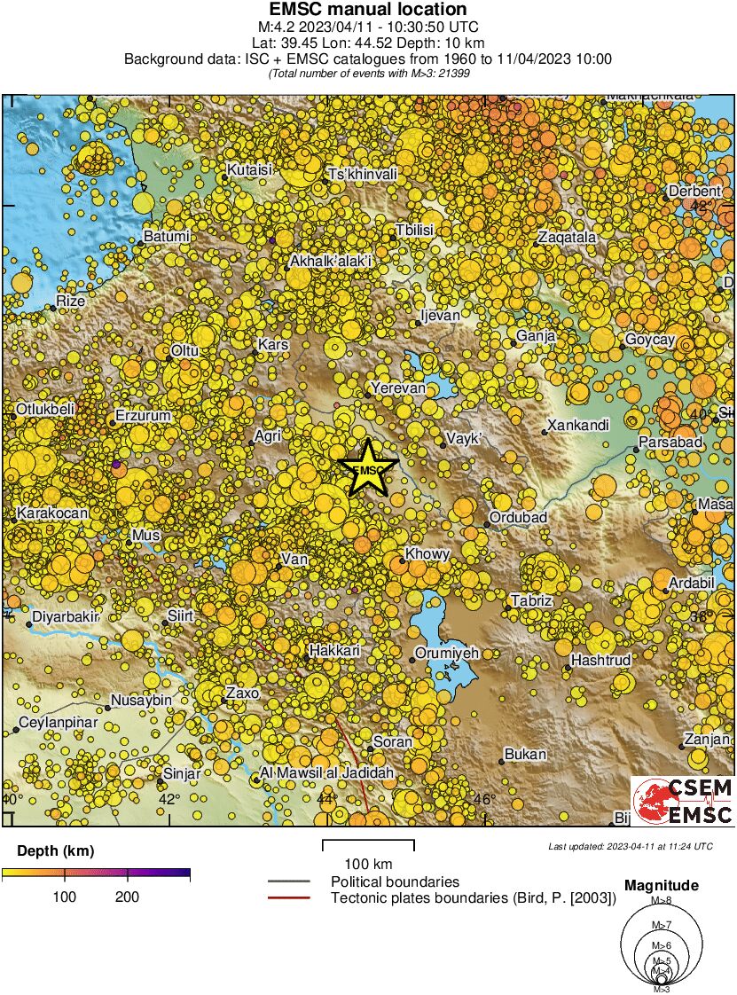 regional depth historical seismicity