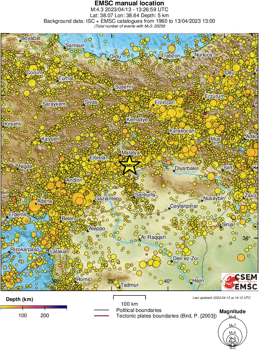 regional depth historical seismicity