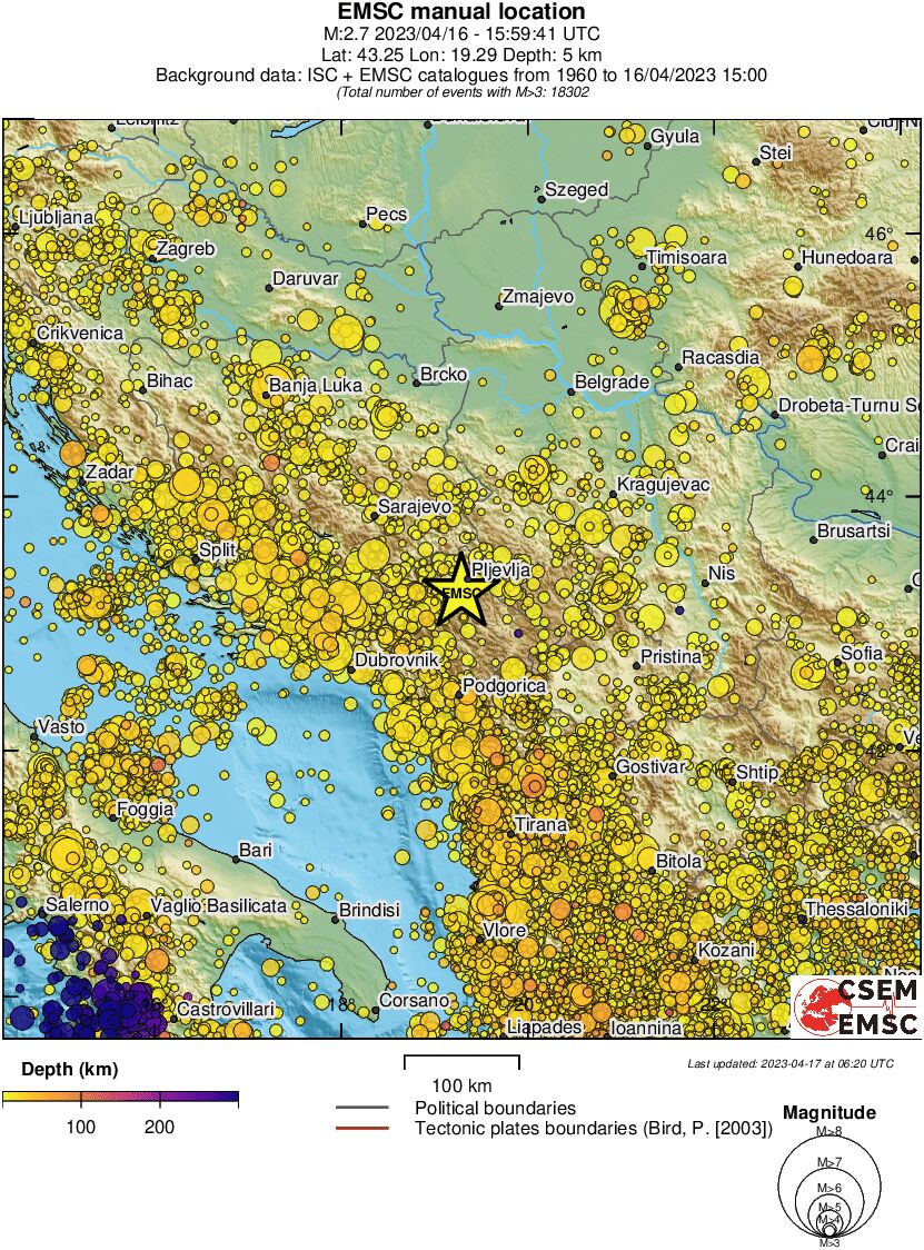 regional depth historical seismicity