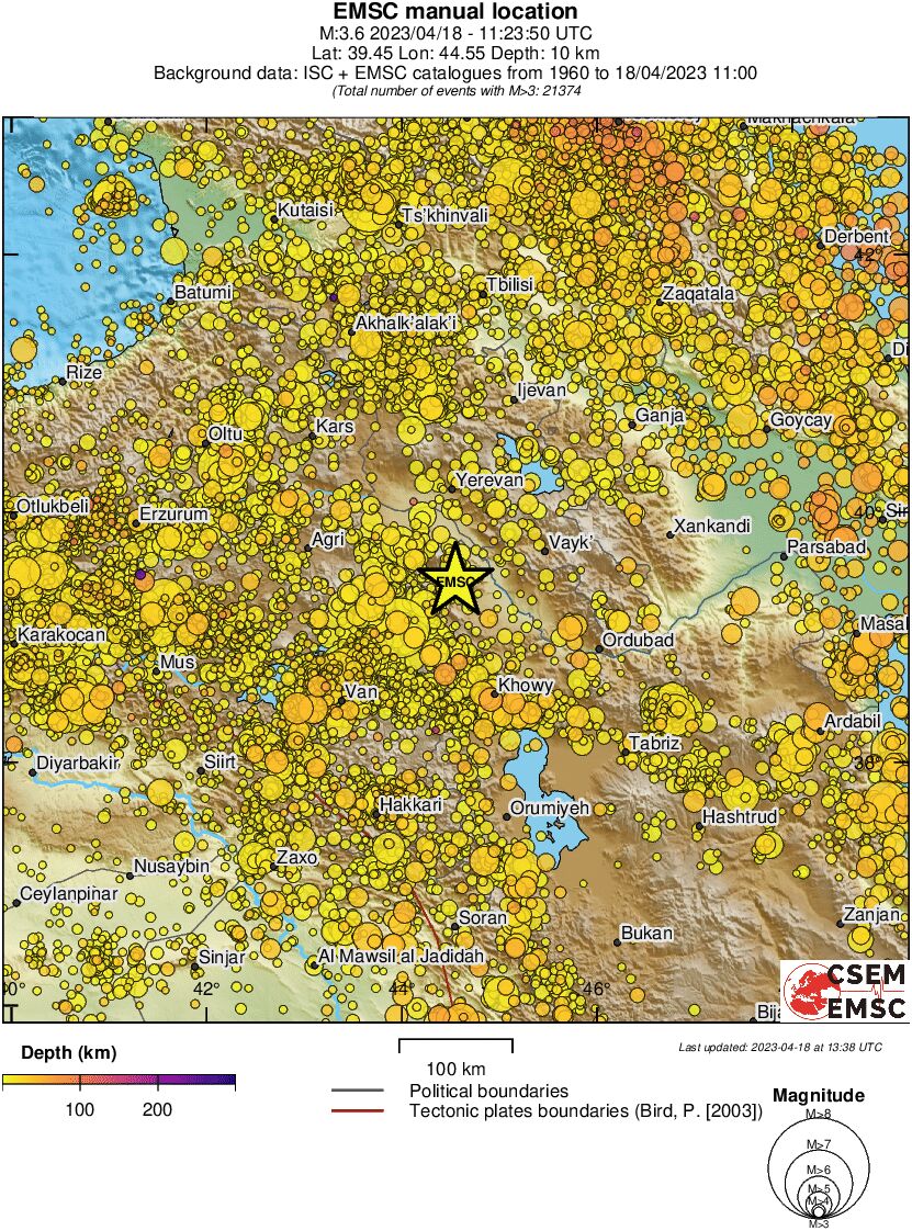 regional depth historical seismicity