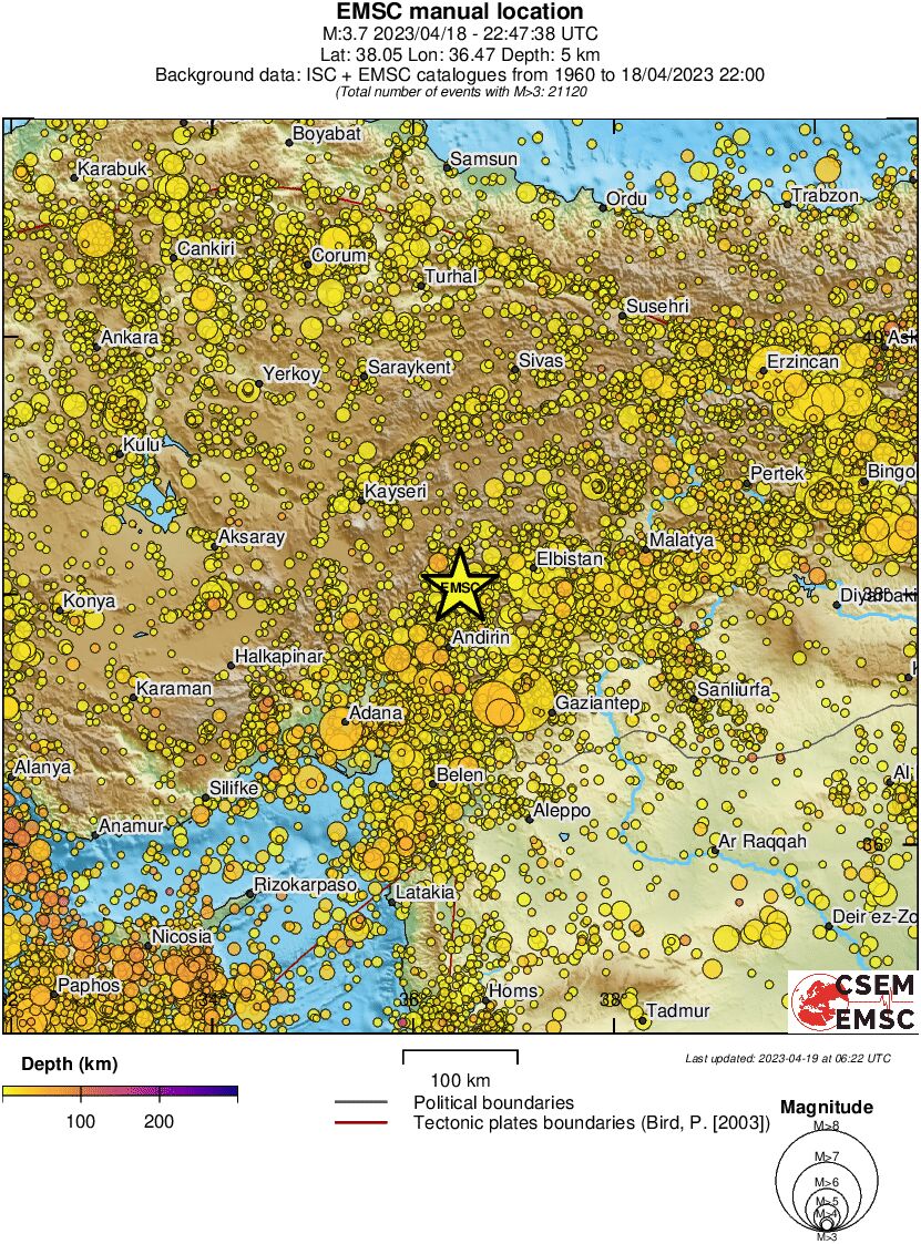 regional depth historical seismicity