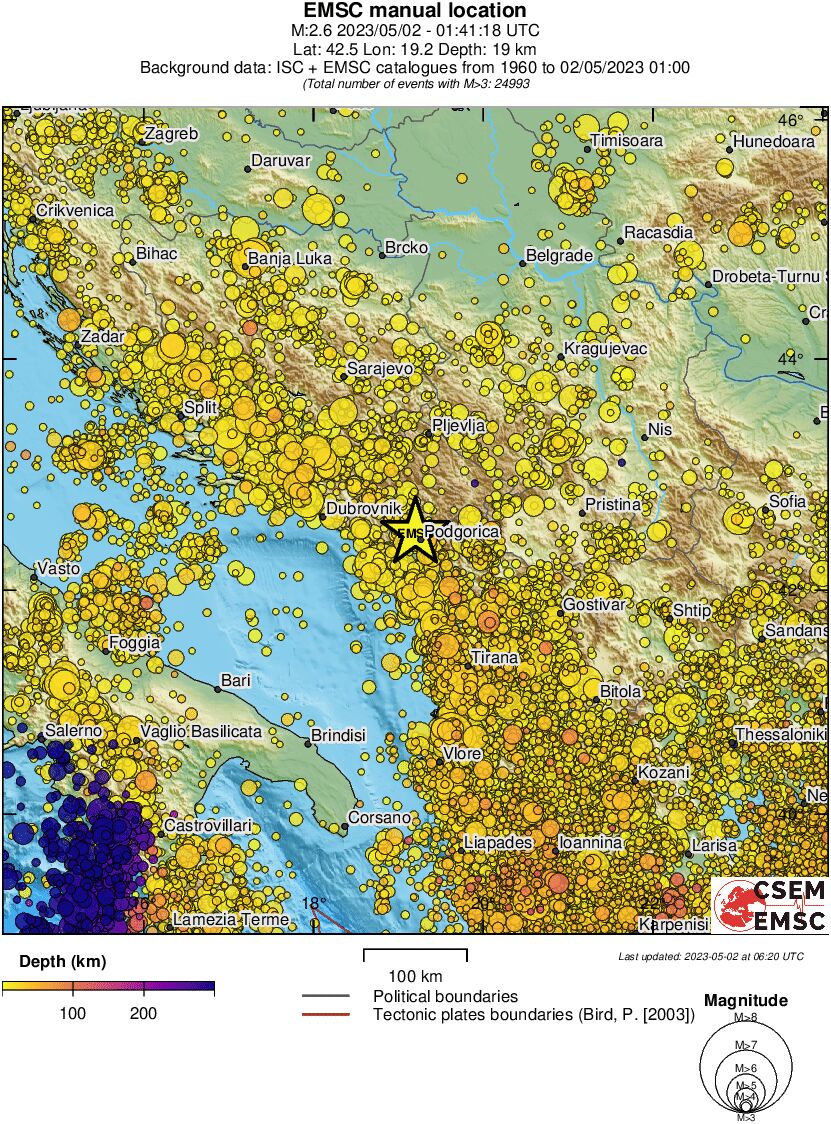 regional depth historical seismicity