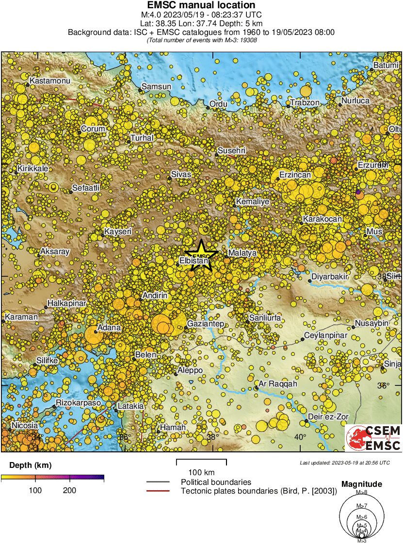 regional depth historical seismicity