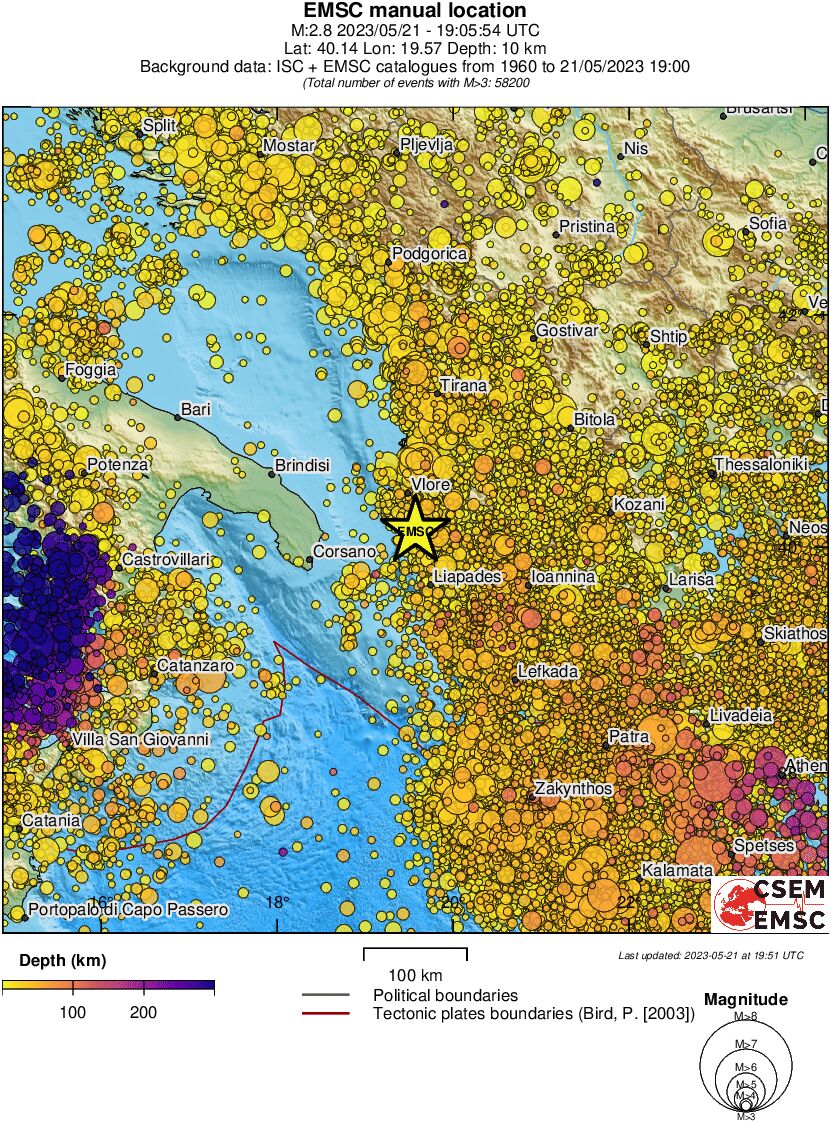 regional depth historical seismicity