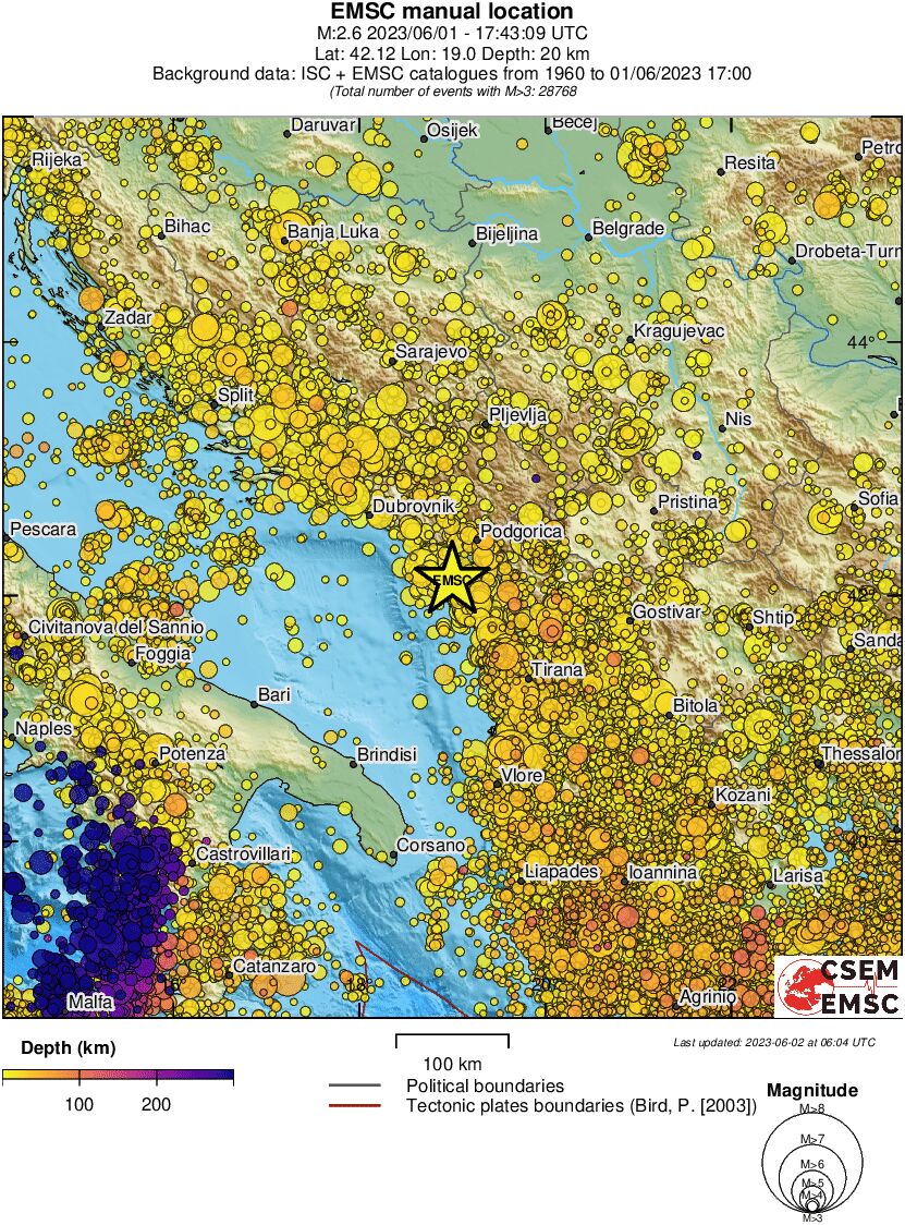 regional depth historical seismicity