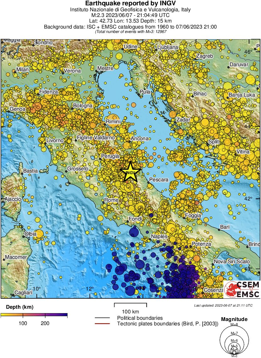 regional depth historical seismicity