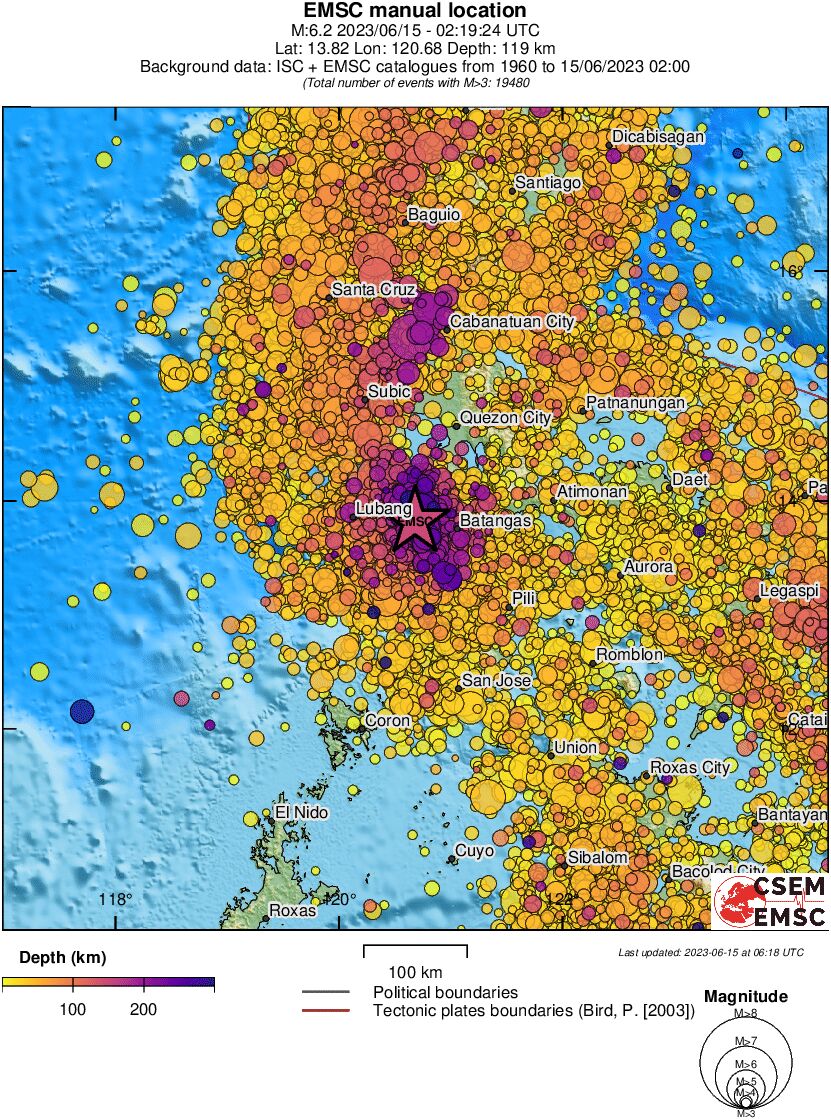 regional depth historical seismicity