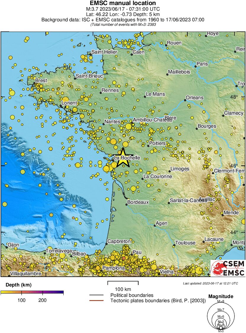 regional depth historical seismicity