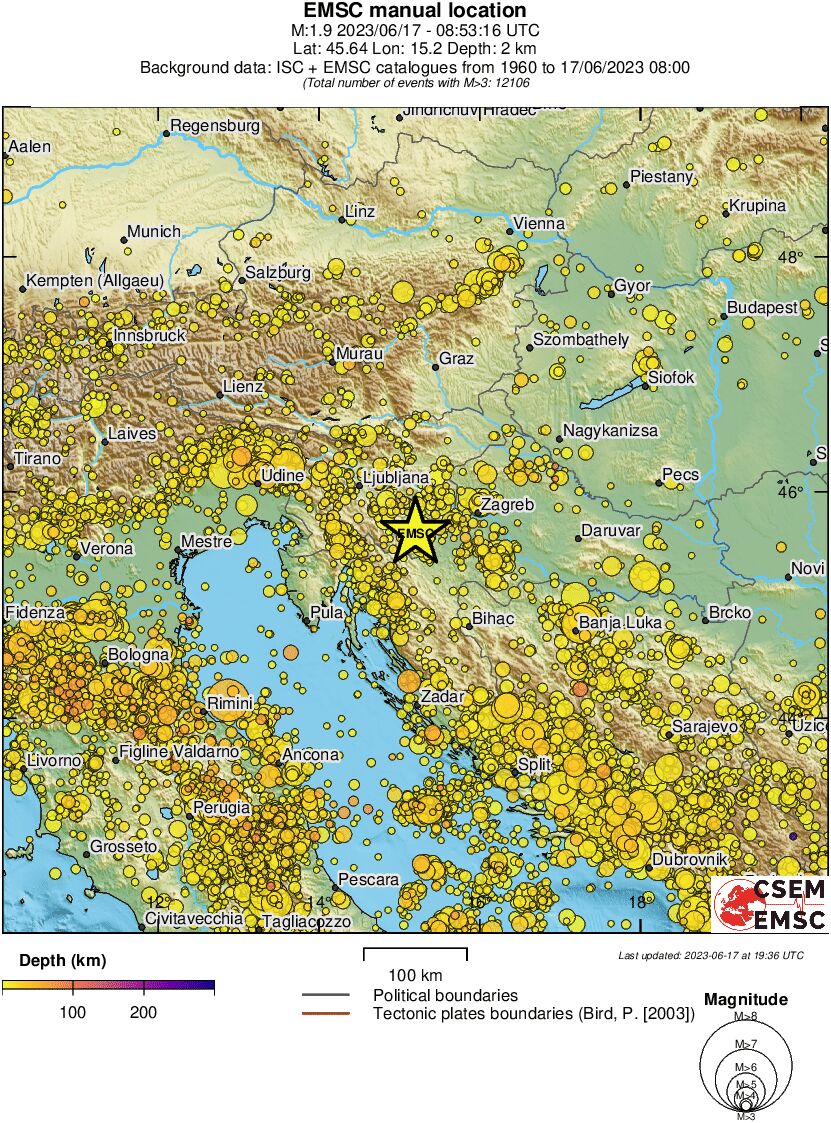 regional depth historical seismicity