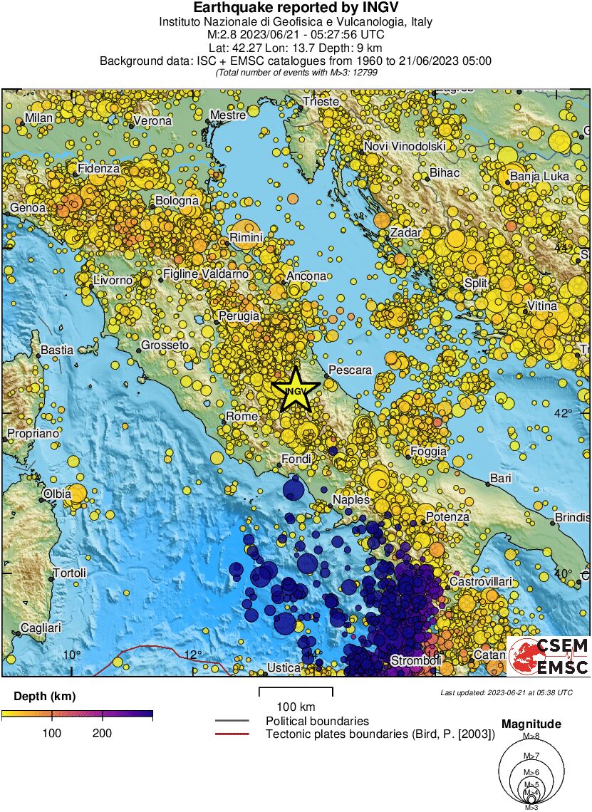 regional depth historical seismicity
