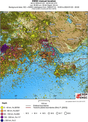 regional historical seismicity