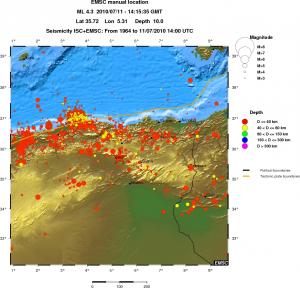regional historical seismicity
