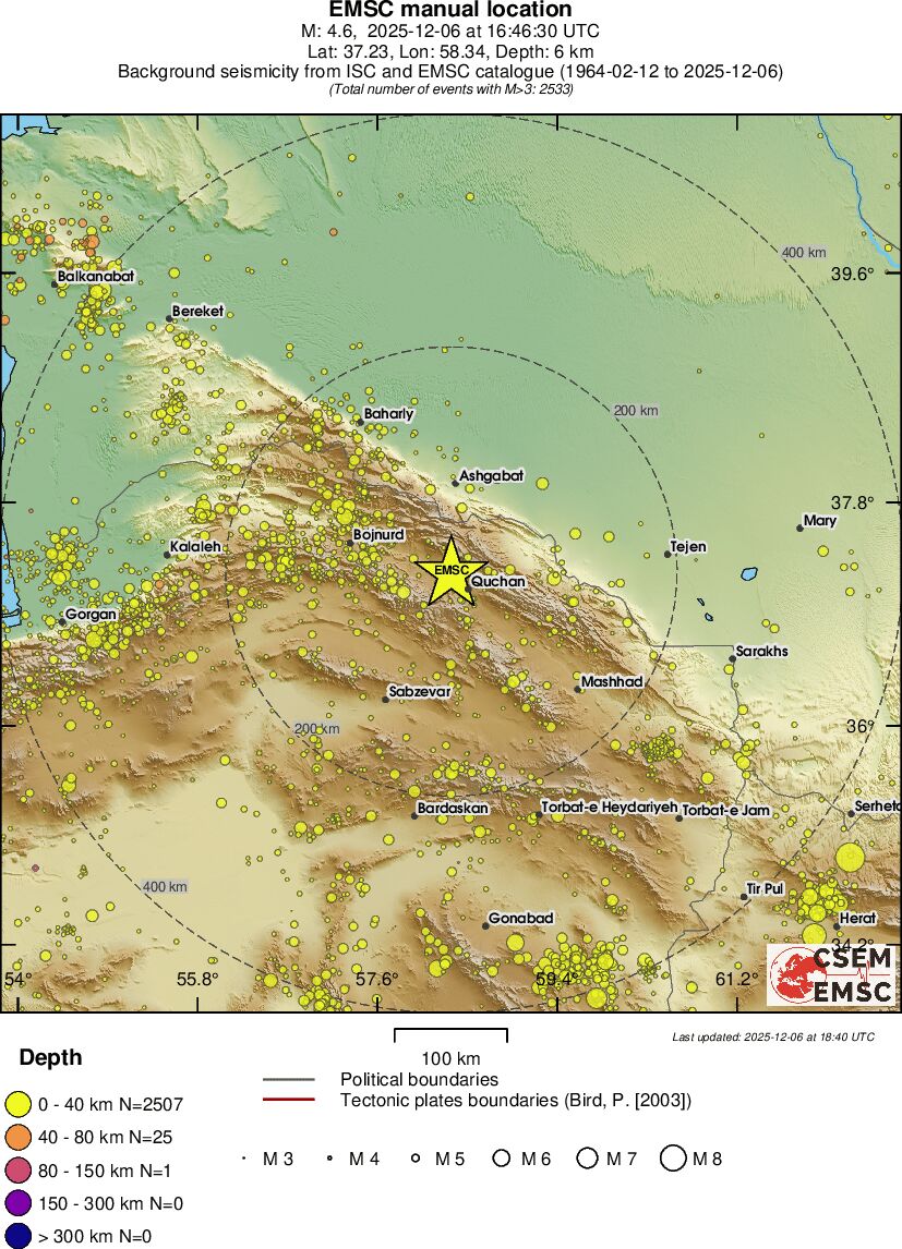 regional historical seismicity
