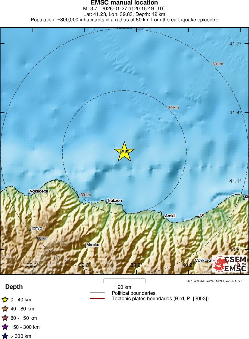 Depremin yerel konumu