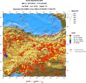 regional historical seismicity