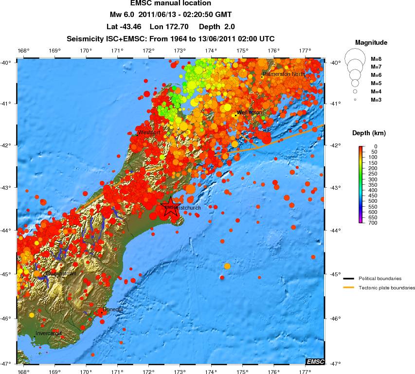 regional depth historical seismicity
