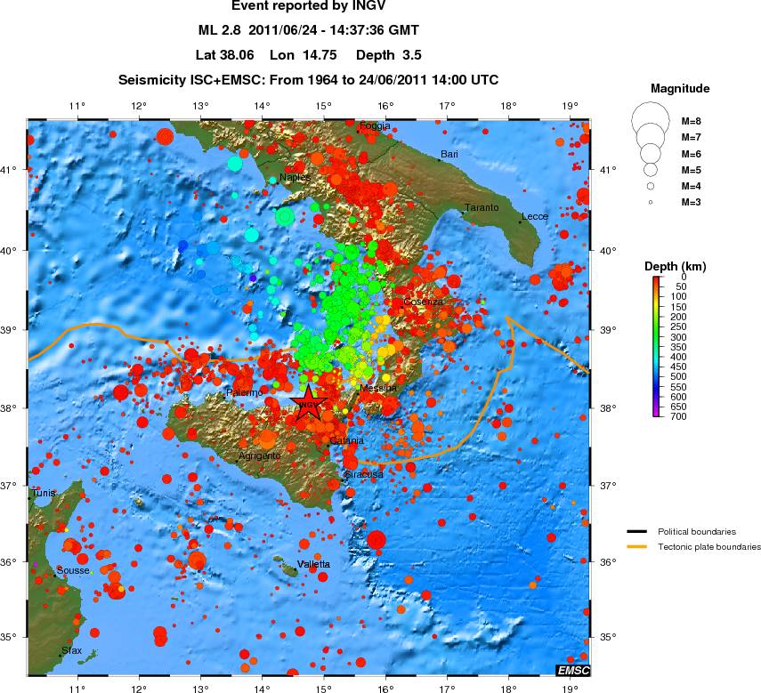 regional depth historical seismicity